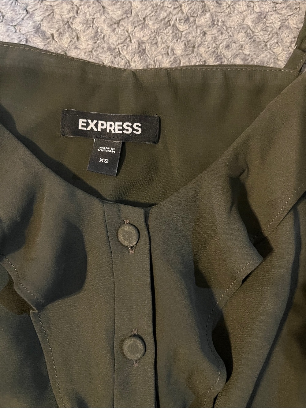 Express Olive Ruffle Drawstring Cami - Picture 2 of 3